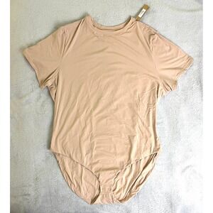SKIMS Fits Everybody Size 4X T-Shirt Bodysuit Mica Light Beige BS-TSH-0752 NWT